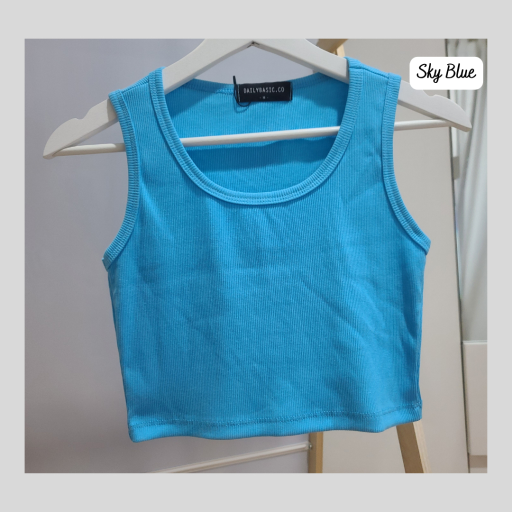 Dailybasic - เสื้อกล้ามครอปคอยู ผ้าร่องคอตตอนญี่ปุ่น ทรงสวยใส่สบาย มี11สี 4 Size S-XL
