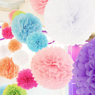 Pom Pom Paper Flower Decoration Party Backdrop พู่ดอกไม้กระดาษ ดอกไม้กระดาษ พู่ดอกไม้ ของตกแต่ง ดอกไม้ DIY ปาร์ตี้