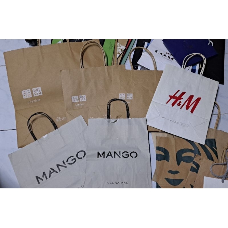 ถุงกระดาษแบรนด์​ห้าง​ Mango H&M Uniqlo มือสอง​ พร้อมส่ง🔥