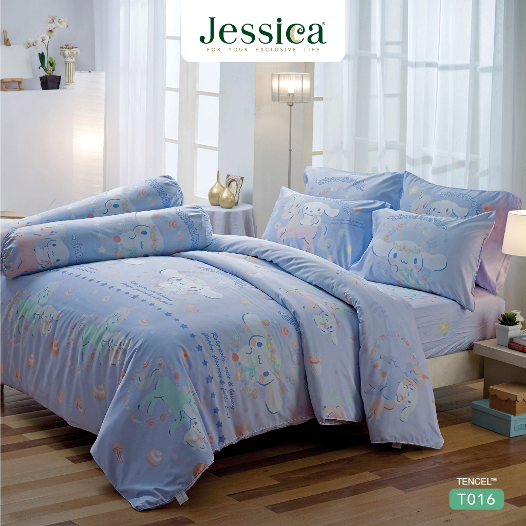 Jessica Tencel T016 ชุดเครื่องนอน ผ้าปูที่นอน ผ้าห่มนวม เจสสิก้า ลายลิขสิทธิ์แท้ซานริโอ Cinnamonroll ชินนามอนโรล