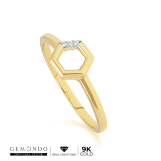 Gemondo แหวนทองคำ 9K ประดับเพชร (DIAMOND) ดีไซน์แหวนทรงเปิด รูปทรงเรขาคณิตหกเหลี่ยม : แหวนทอง แหวนเพชร แหวนแฟชั่น