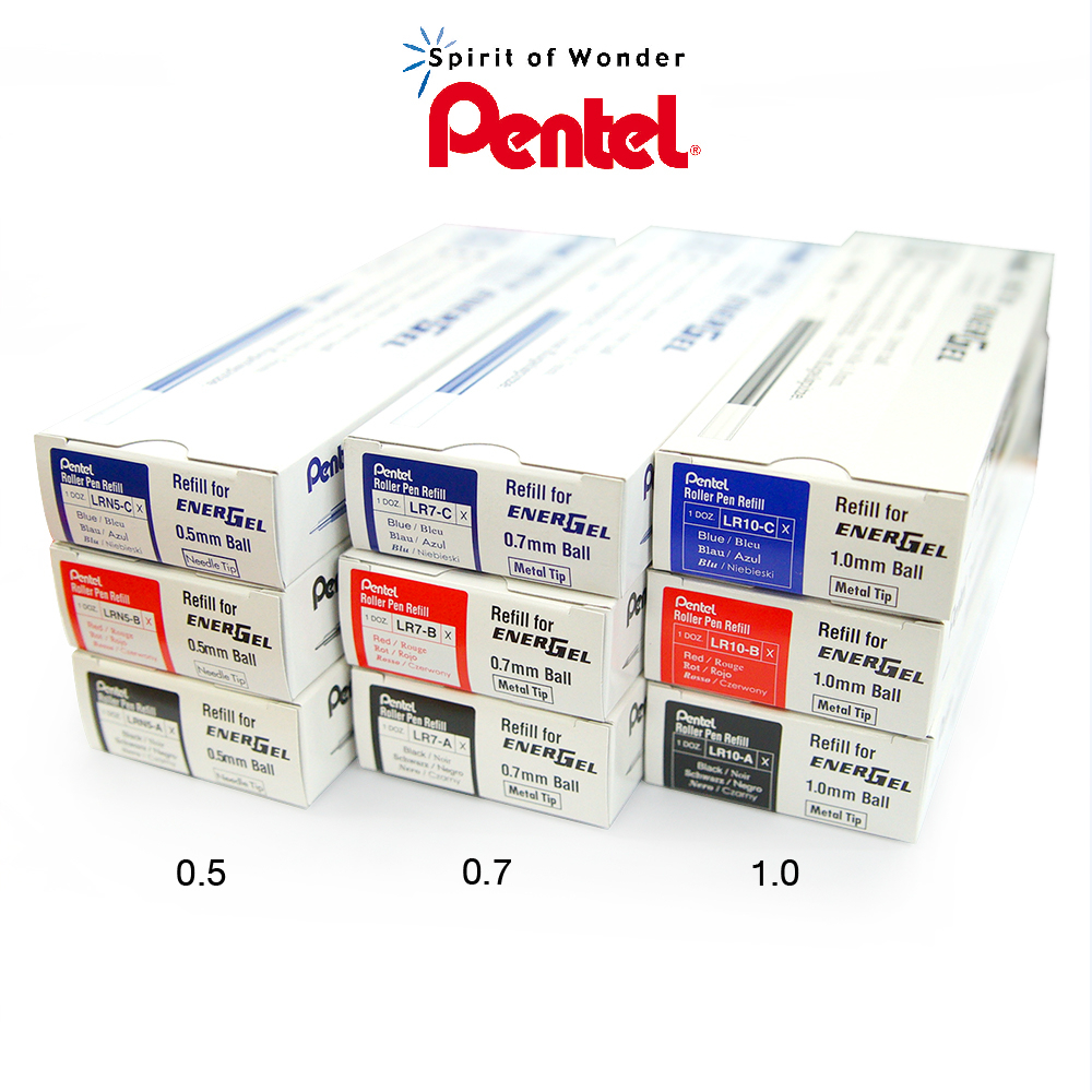 [ยกโหล]  ไส้ปากกา Pentel Energel ขนาด 0.5 , 0.7 , 1.0 mm. รุ่น LRN5 LR7 LR10 (กล่อง 12 ชิ้น) ไส้ปากก