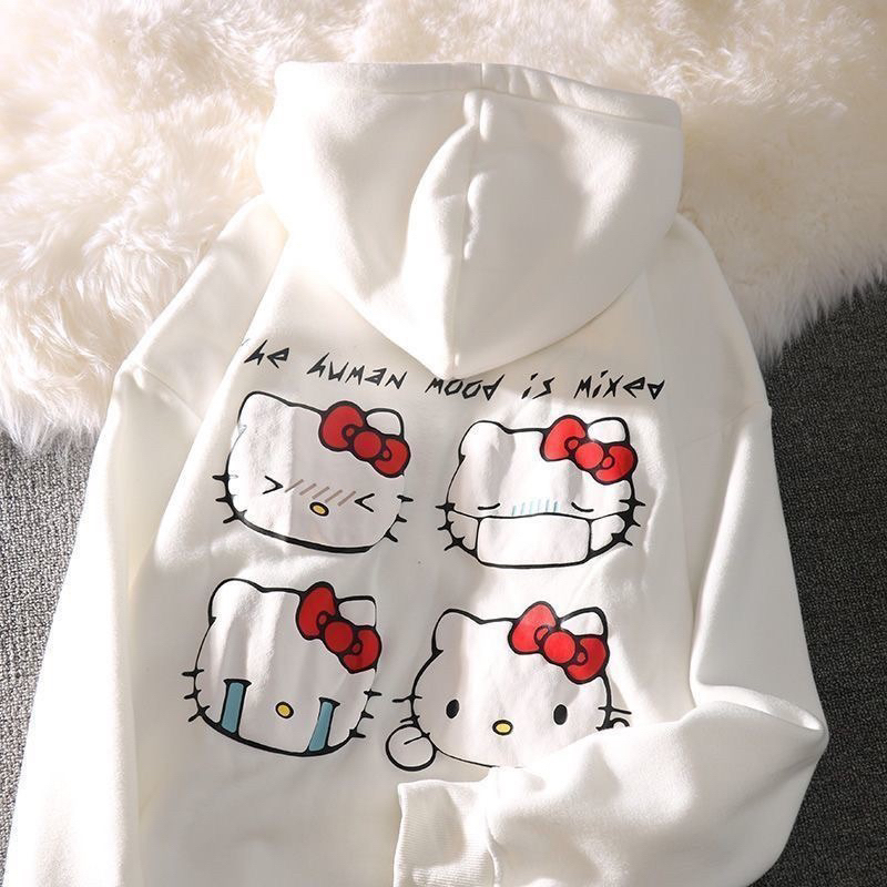 Fashion เสื้อแขนยาวมีฮู้ด มีหมวก วัยสดใส เสื้อสเวสเตอร์ ลายน้องแมวน่ารัก เสื้อแขนยาว ST1