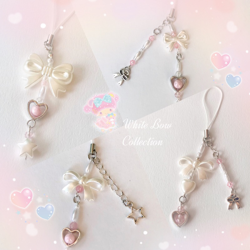 𝓝𝓮𝔀 พวงกุญแจลูกปัด ੈ White Bow Collection