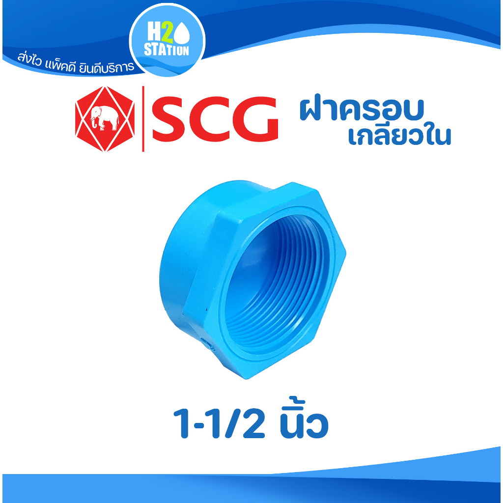 ข้อต่อ PVC (หนา) 1-1/2 นิ้ว (40 มม.) ฝาครอบ เกลียวใน : ตราช้าง SCG ข้อต่อท่อ พีวีซี