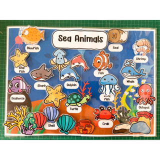 ✅สื่อปันสุข✅บอร์ดเกมการศึกษาเรื่อง sea animals ขนาดA3