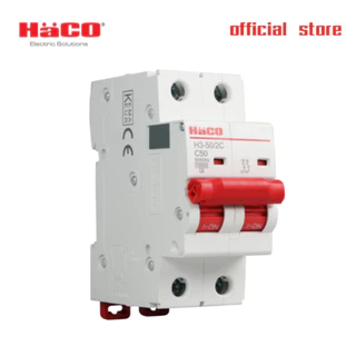 HACO MCBs เบรกเกอร์ตัดไฟ อัตโนมัติ 2P 10kA รุ่น H3-16/2C, H3-20/2C, H3-25/2C, H3-32/2C, H3-40/2C, H3-50/2C, H3-40/1C