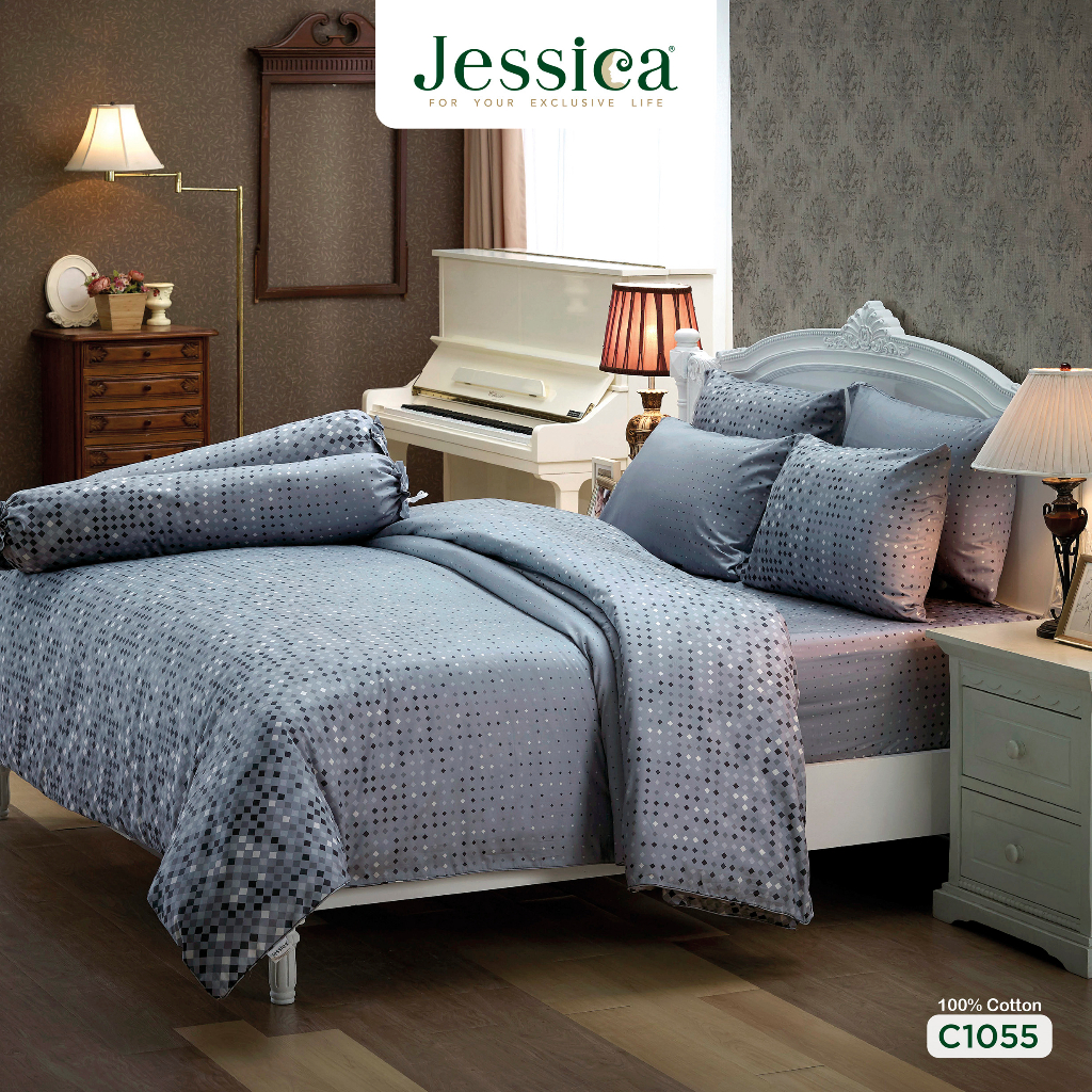 Jessica Cotton Silk Shine C1055 ชุดเครื่องนอน ผ้าปูที่นอน ผ้าห่มนวม เจสสิก้า พิมพ์ลายได้อย่างสวยงาม