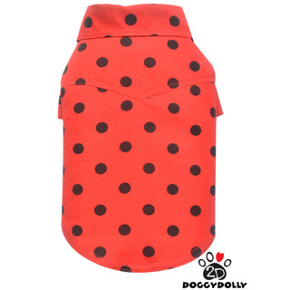 Bigdog -Doggydolly เสื้อผ้าหมาใหญ่ แฟชั่นหมาใหญ่ เสื้อคอปก เชิ๊ต ลายจุด สีขาว 1-45 โล BD-S116