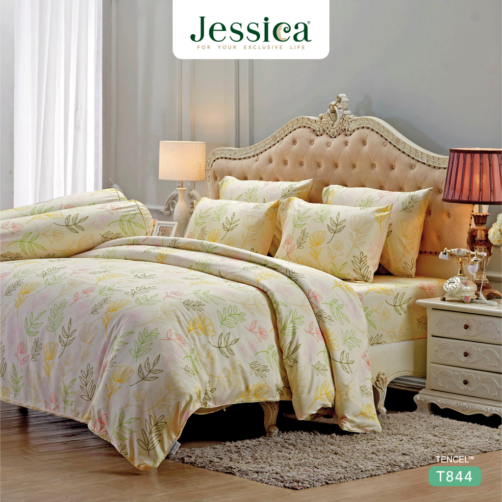 Jessica Tencel T844 ชุดเครื่องนอน ผ้าปูที่นอน ผ้าห่มนวม เจสสิก้า พิมพ์ลวดลายโดดเด่น ให้สัมผัสที่นุ่มลื่นดุจแพรไหม