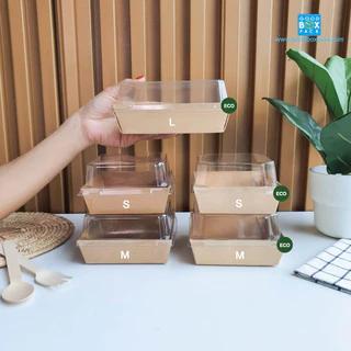 Goodboxpack (แพ็คละ50ชุด) กล่องอาหาร ขึ้นรูป+ฝาพลาสติก ทรงจตุรัส/ผืนผ้า สินค้าขายดี