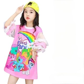 เดรสทรงสปอร์ตพิมพ์ลายการ์ตูนน่ารักทรงOverSize(3-7ขวบ)🎀🎀แม่คะใส่Summerสบายนะคะ🎀🎀