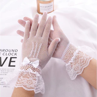 พร้อมส่งจาก กทม 🧡 ถุงมือลูกไม้ตะข่ายฟรีไซส์ สวมนิ้ว สวย ปัง ยืดได้เยอะมาก