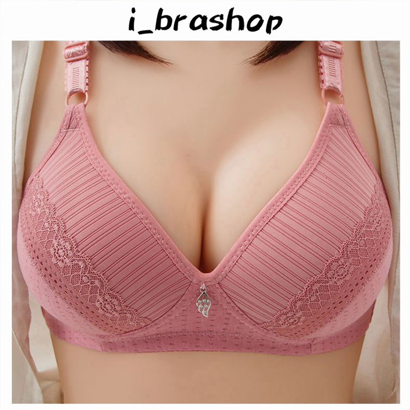 i_brashop ชุดชั้นในผู้หญิง บราผู้หญิงฟูลคัพ ดีไซน์ผ้าลายจุดระบายอากาศ ชุดชั้นในไซส์ใหญ่ สายสะพายไหล่กว้างแกะสลักBAB189
