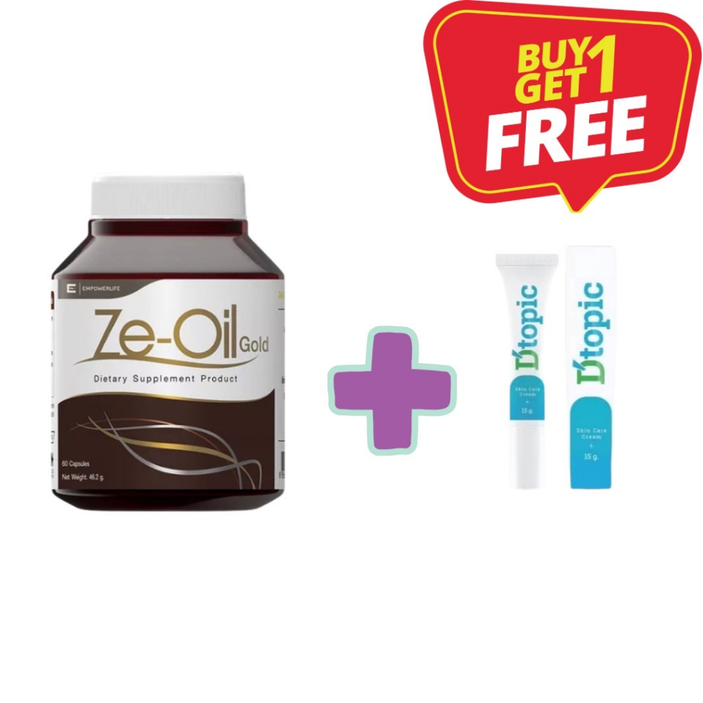 Ze-oil 60 เม็ด + Detopic cream 15 g 1 หลอด (ชุดสะเก็ดเงิน)