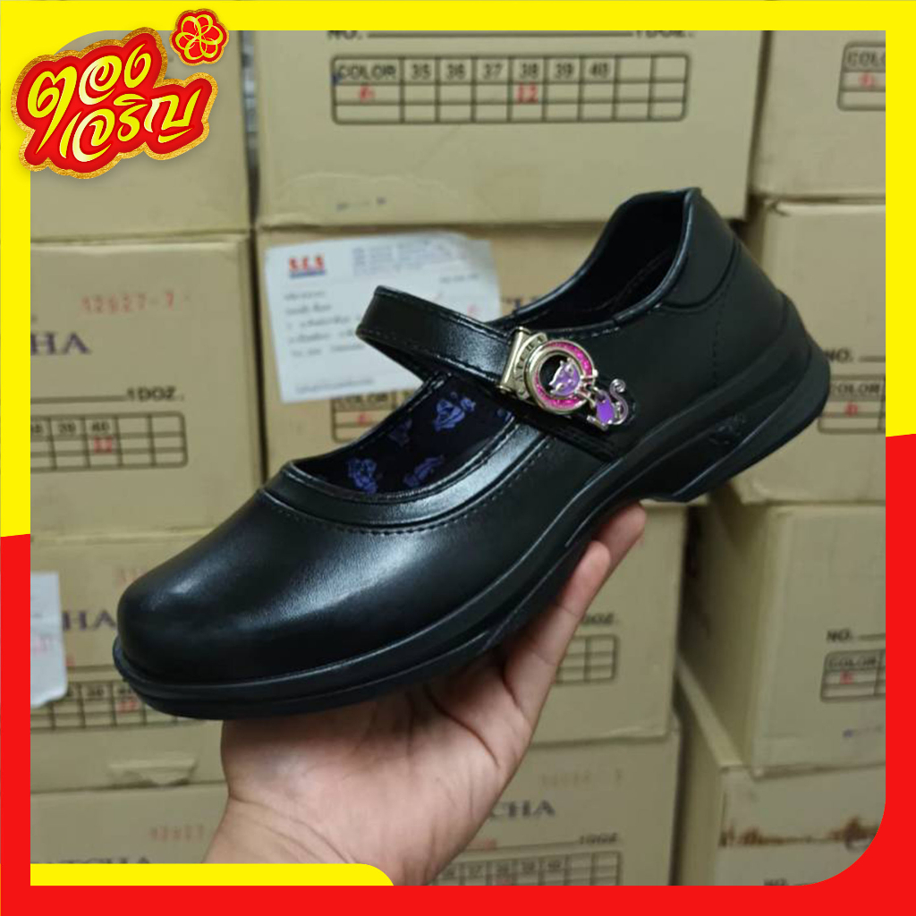 รองเท้านักเรียนผู้หญิง ⚡CATCHA⚡ ล่าสุด2566 💕ตัวล็อกตุ้งติ้ง💕 รูปแมว ซ่าส์ สุด สุด ไปเลย🚀