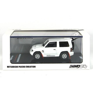 INNO64 Mitsubishi Pajero Evolution RHD (Right Hand Drive) White with Extra Wheels 1/64