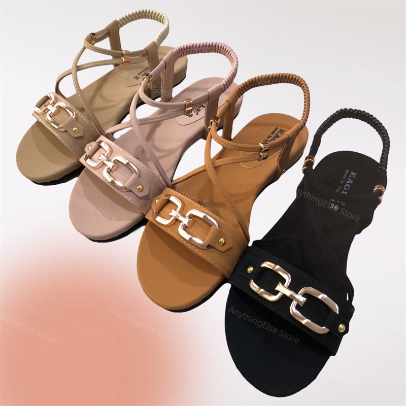 ✨พร้อมส่ง✨รองเท้ารัดส้นสวมแต่งโซ่คู่