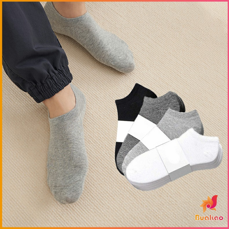 BUAKAO ถุงเท้าข้อสั้น ใส่ได้ทุกฤดูกาล ถุงเท้าซับเหงื่อ Men's socks