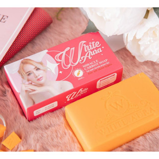 สบู่ไวท์ออร่า White Aura Miracle Carrot Soap ขนาด  ใช้ดีกว่าเดิมX2 **แพ็คเก็จใหม่