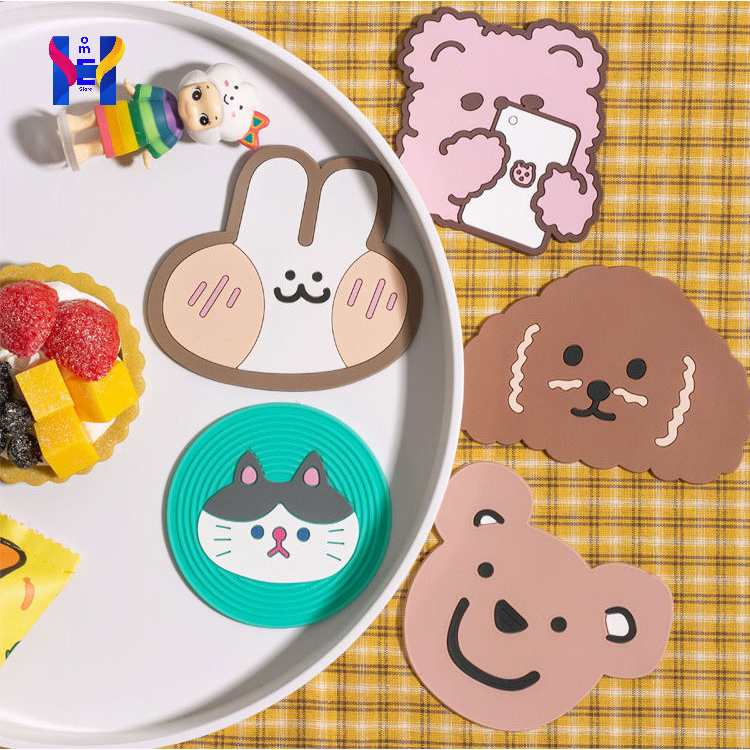 homepungna ที่รองแก้ว แผ่นรองแก้วซิลิโคน ลายการ์ตูน น่ารัก มีทั้งหมด 5 ลาย