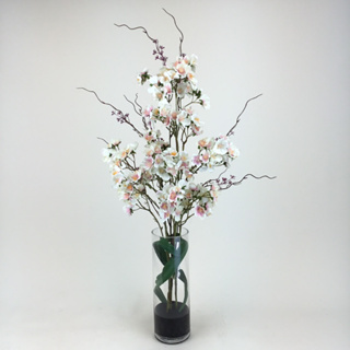 แจกันดอกไม้ประดิษฐ์เกรดพรีเมี่ยม ซากุระจัดในแจกันทรงสูง แจกันดอกไม้ปลอมแต่งบ้าน ดอกซากุระ