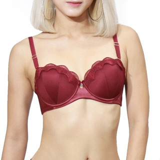 Kyra Charlotte PUSH-UP Bra  Red บราโมลครึ่งคัพ 1/2 ตกแต้งเต้าทรงด้วยผ้าเน็ท