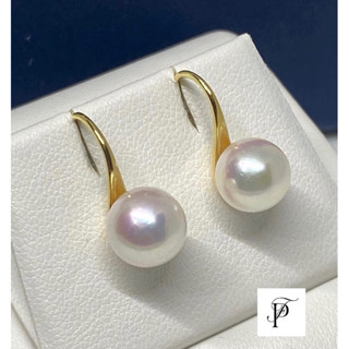 Akoya pearl Earring 8 mm ตัวเรือนสีทองแบบเกี่ยว ใส่ง่ายไม่เจ็บหูค่ะ 🥰