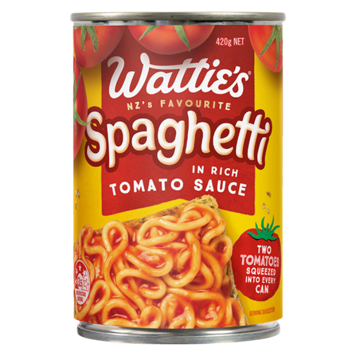 วัตตี้ สปาเก็ตตี้ในซอสมะเขือเทศ 420 กรัม - Spaghetti in Tomato Sauce 420g Wattie's brand