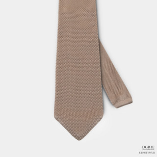 Caramel Brown Knit 2.3/4 lnch Necktie-เนคไทสีน้ำตาลเข้มลายถัก