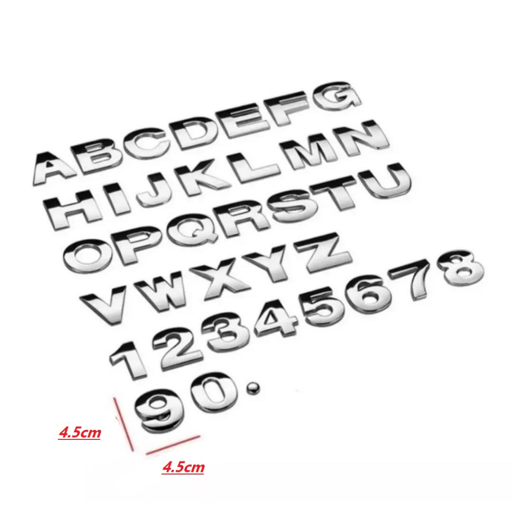 อักษร A B C D E F G H I J K L M N O P Q R S T U V W X Y Z 1 2 3 4 5 6 7 8 9 0 .โลหะอย่างดี.สีชุบโครเ