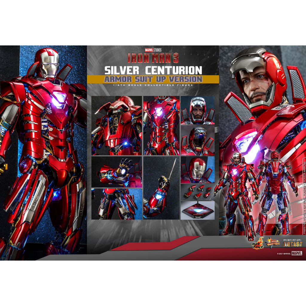 พร้อมส่ง 📦 Hot Toys MMS618D43 1/6 Iron Man 3 - Silver Centurion (Armor Suit Up Version)