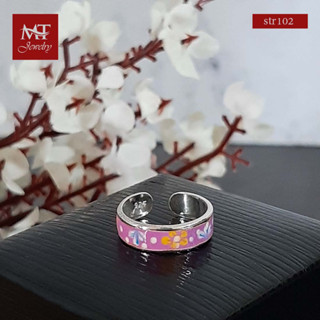 MT แหวนนิ้วเท้าเงินแท้ ลายดอกไม้ งานเคลือบสี Enamel Solid 925 Sterling Silverl Toe Ring (str102) MT Jewelry มณีธารา