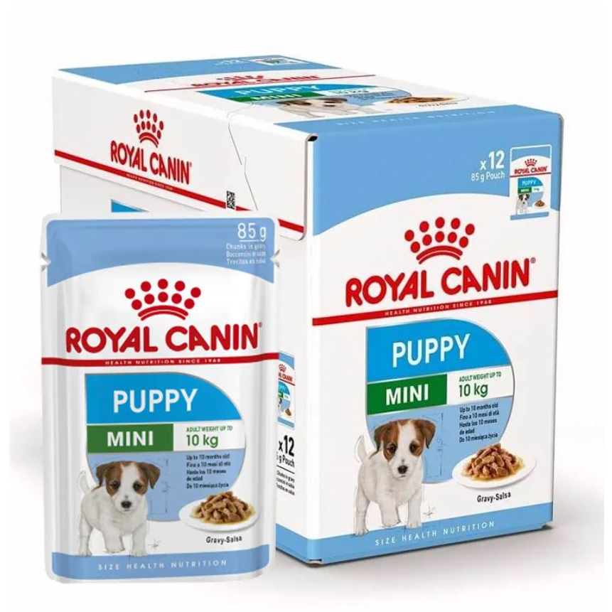 Royalcanin Mini puppy pouch (85gx12ซอง) อาหารสำหรับลูกสุนัขอายุไม่เกิน 10 เดือน