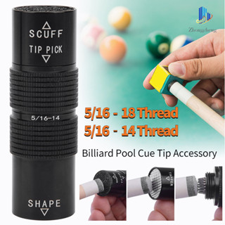 Billiard Pool Cue Tip Accessory 4‑in‑1 Aluminum Multifunction Repair Kit Tool Accessories 5/16‑14 Thread 、5/16-18 Thread