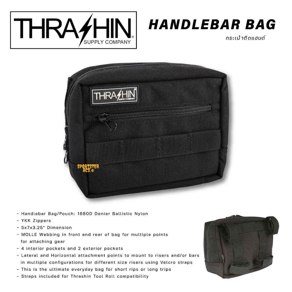 Thrashin Supply - Handlebar Bag กระเป๋าติดแฮนด์ สำหรับแฮนด์ Tbar หรือ ตุ๊กตาแฮนด์สูง