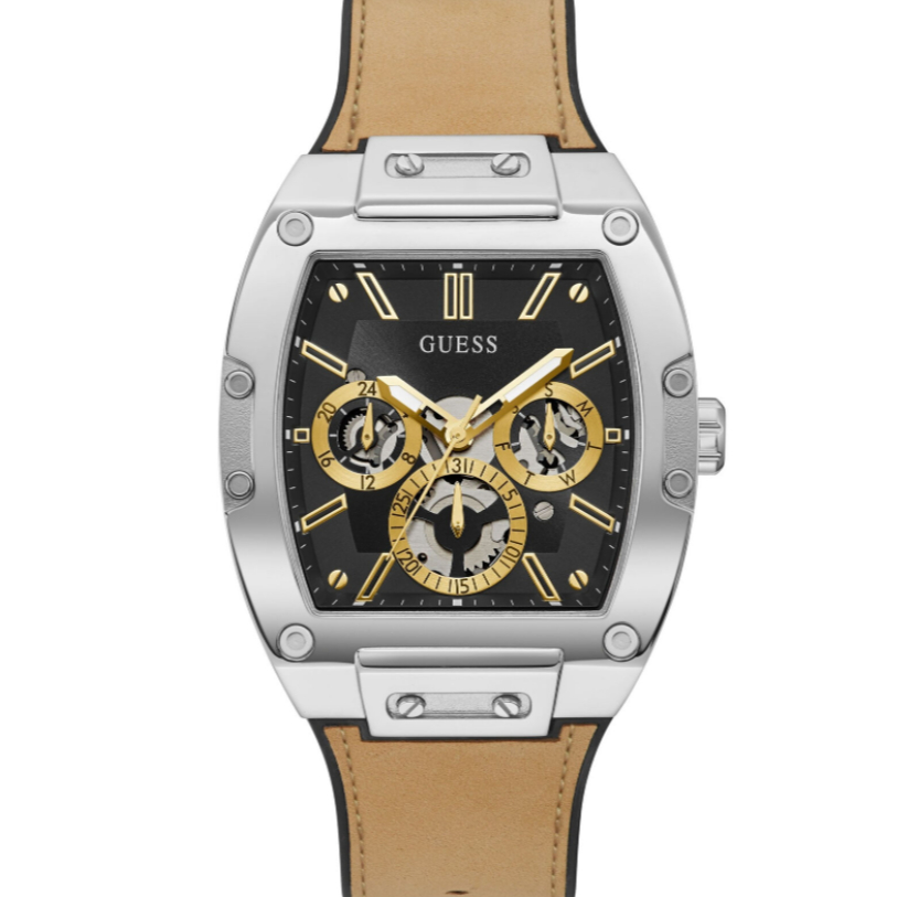 GUESS Men's Tan Leather & Silicone Flex Strap Watch GW0202G1 GW0202G2 GW0202G3 GW0202G4 GW0202G6-43m