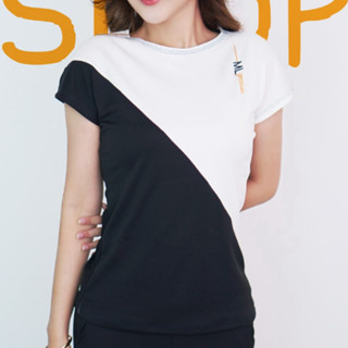 เสื้อยืด Premiun สีขาวดำ คอปาด - ML100SHOP