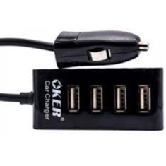 OKER changer USB  4 port แบบเสียบที่ช่องจุด บุหรี่ในรถยนต์ C-348 สายชาตใรรถยนตร์ ชาร์จได้พร้อมกัน  4port USB