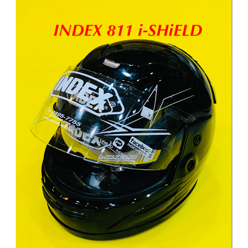 หมวกกันน็อค index 811 ไอชิลค์ Size : L (แผ่น2ชั้น) สีดำเงา : INDEX