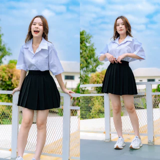 เสื้อนักศึกษาทรงบอย เสื้อ ทรง บอย ทรงตรงไม่เข้ารูป Oversize [Sz.36-56] (ทรงบอยมีกระเป๋า•ผ้าไมโคร•ผ้าคอมทวิว•ผ้าดิบ)
