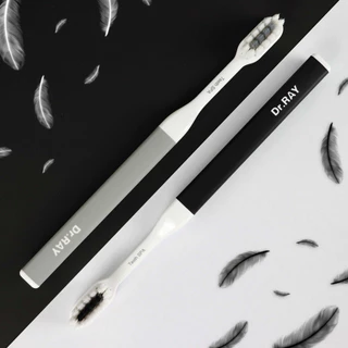 Dr.RAY ยาสีฟันเจล 150g สูตรชาร์โคล + แปรงสีฟันขน 4,560 เส้น 2ด้าม No.T5A