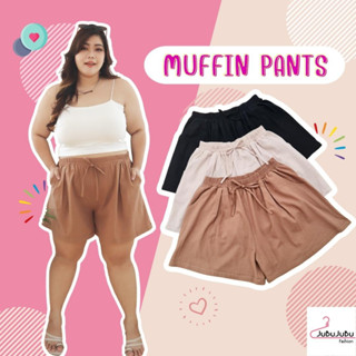 🎀JuBuJuBu🎀ิMuffin Pants กางเกงขาสั้นสาวอวบ ผ้าลินินเอวยางยืด ใส่สบาย น่ารักมาก  พร้อมส่ง กางเกงขาสั้นผ้าลินิน#005