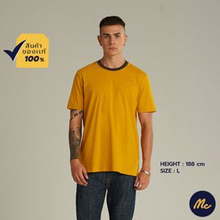 Mc Jeans เสื้อยืดแขนสั้นผู้ชาย คอกลม สีเหลืองมัสตาร์ด MTSZ947