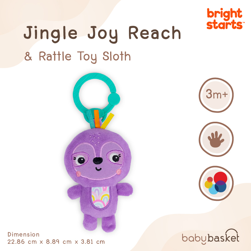 ของเล่นเด็ก โมบาย ตุ๊กตาสลอธ Bright Starts Jingle Joy Reach &amp; Rattle Toy ช่วยเสริมสร้างพัฒนาการ
