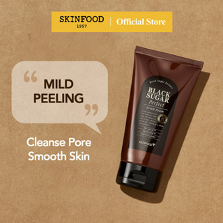 [SKINFOOD] น้ำตาลทรายแดงเข้มสมบูรณ์แบบโฟมผลัดเซลล์ผิว 180ml / Soft Exfoliating Cleansing Foam (Black Sugar Perfect Scrub Foam)