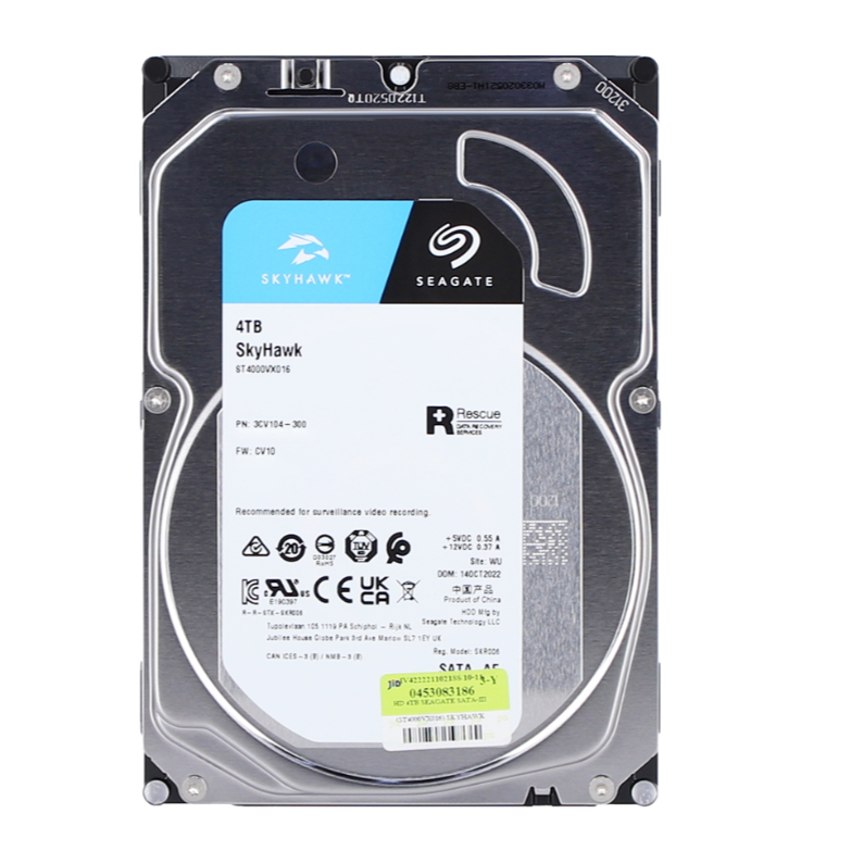 4TB 3.5" HDD (ฮาร์ดดิสก์ 3.5") SEAGATE SKYHAWK - SATA3 (ST4000VX016) รับประกัน 3 - Y
