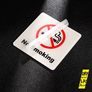 WHPH Shop ป้ายห้ามสูบบุหรี่ ป้าย NO SMOKING มีกาวในตัว ใช้งานภายนอกได้ ขนาด 10x10 cm