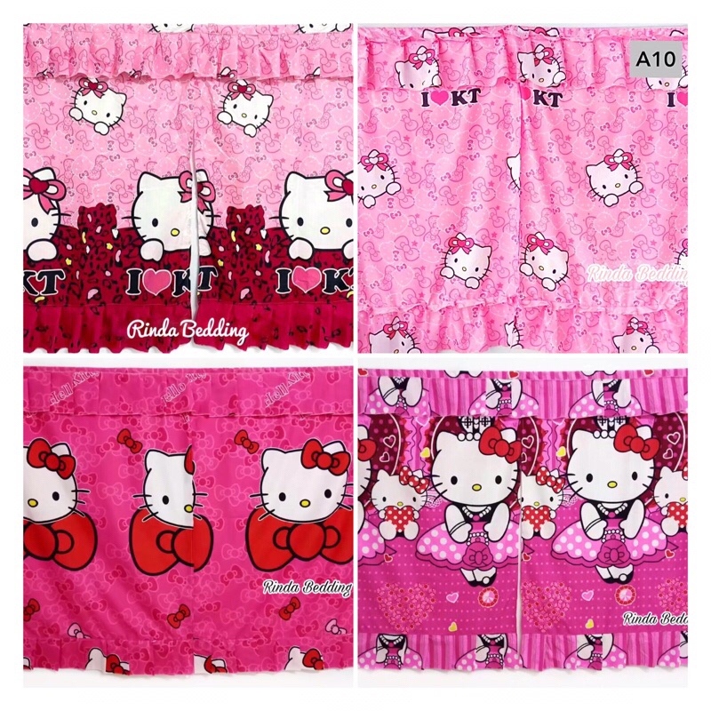ผ้าม่าน ม่านหน้าต่าง ลายคิตตี้ กันแสง UV ผ้า Cotton ผืนใหญ่ สินค้าขายดี พร้อมส่ง
