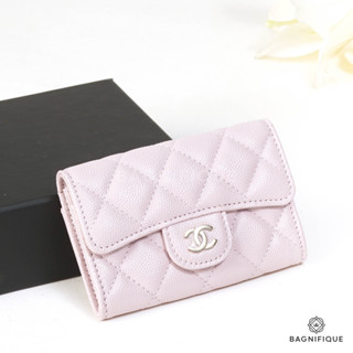 NEW CHANEL SARAH CARD HOLDER SHORT BABY PINK CAVIAR